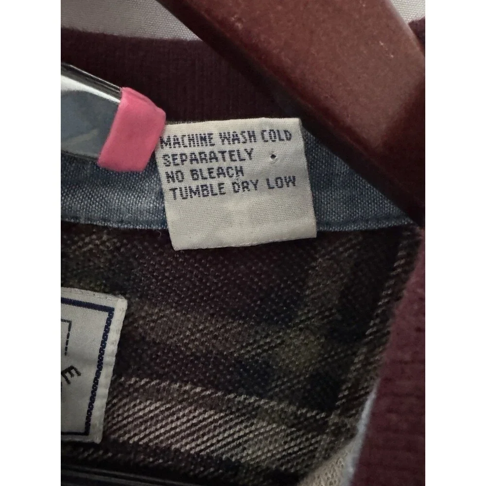 American Eagle Outfitters Plaid Polo Shirt Mens M Burgundy Y2K Preppy Cotton